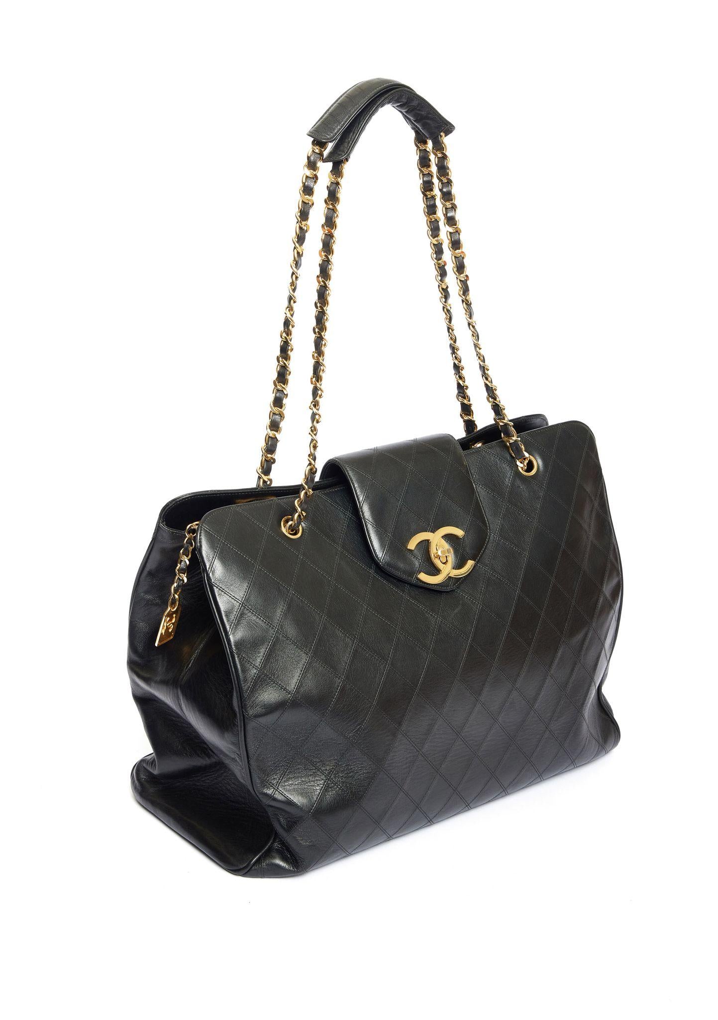 NEW Chanel Vintage Black Supermodel XL Weekender