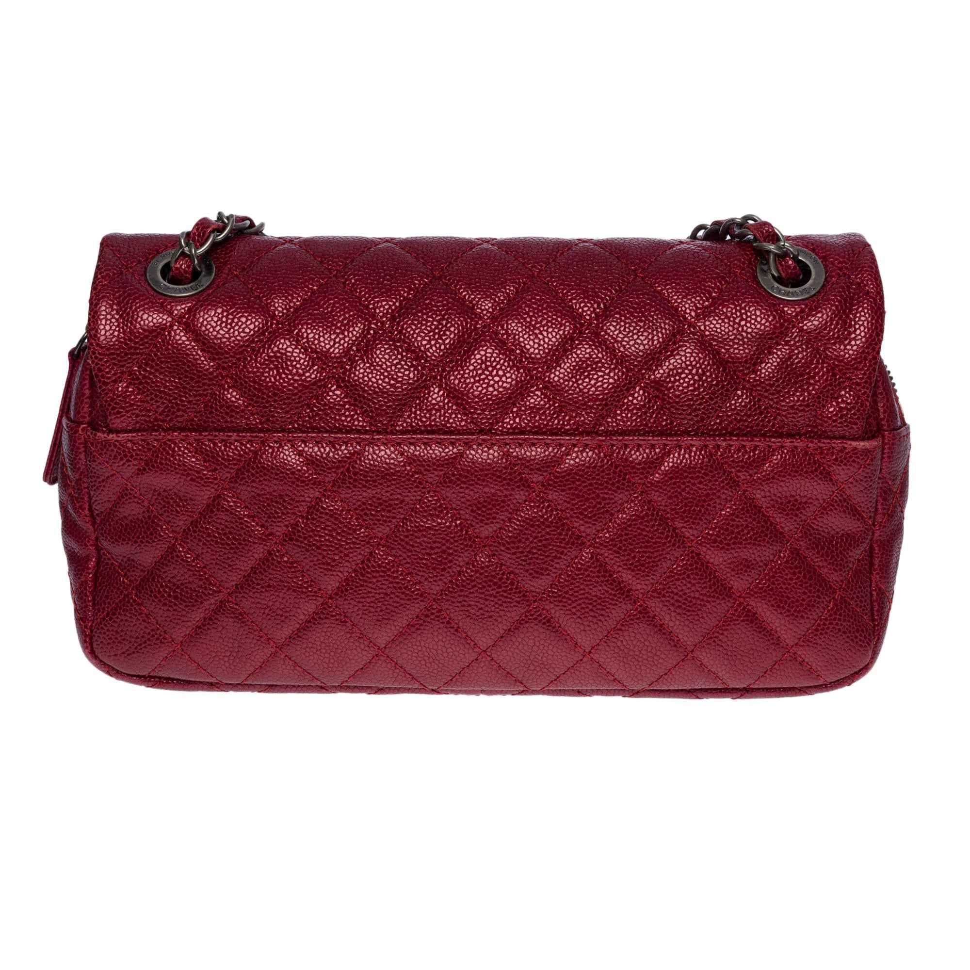 NEW Chanel Classic Chanel double flap shoulder bag in red caviar quilted leather, SHW