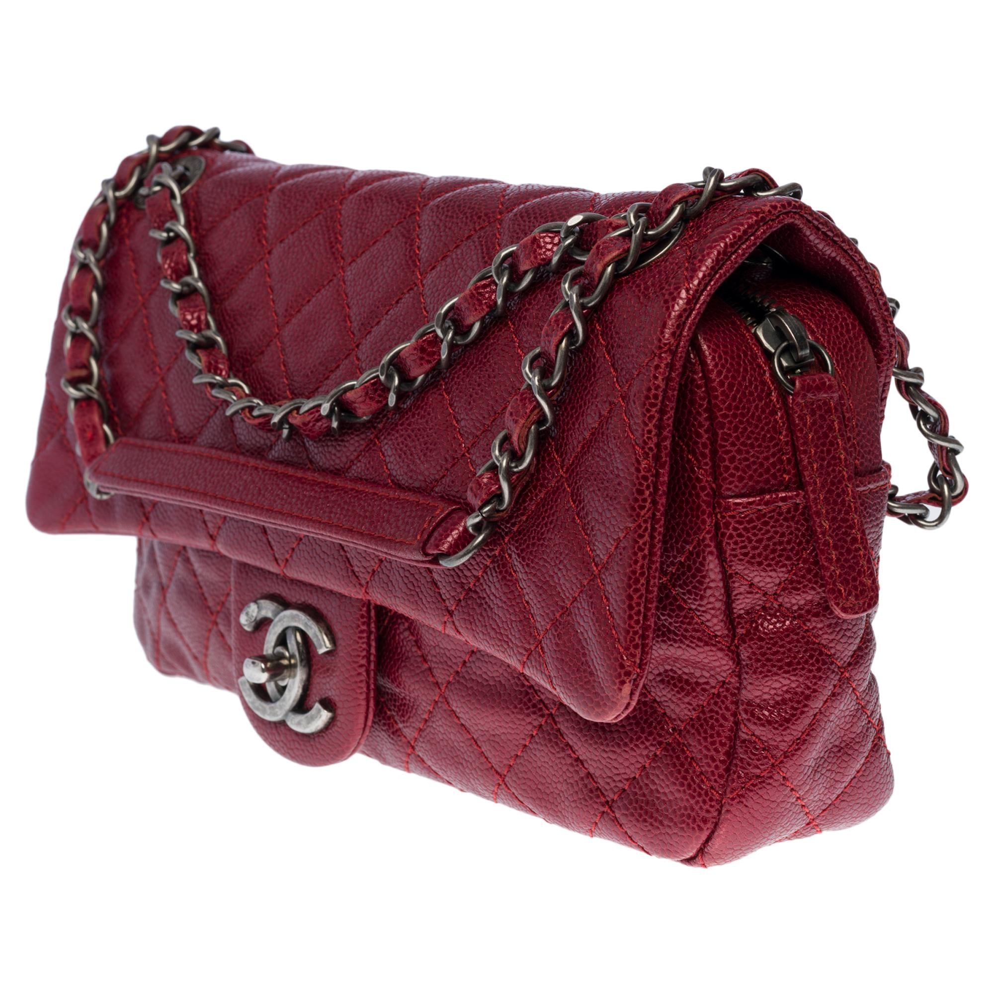 NEW Chanel Classic Chanel double flap shoulder bag in red caviar quilted leather, SHW