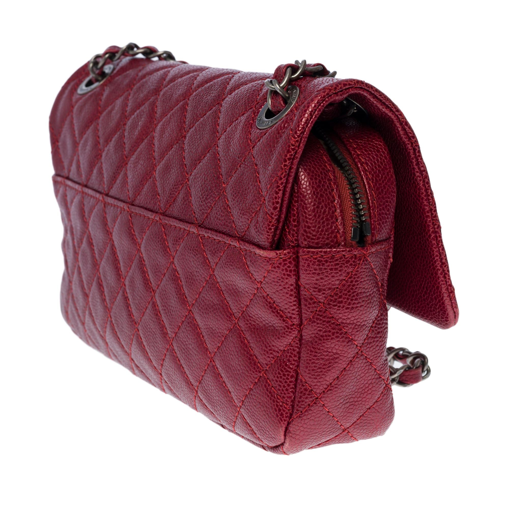 NEW Chanel Classic Chanel double flap shoulder bag in red caviar quilted leather, SHW