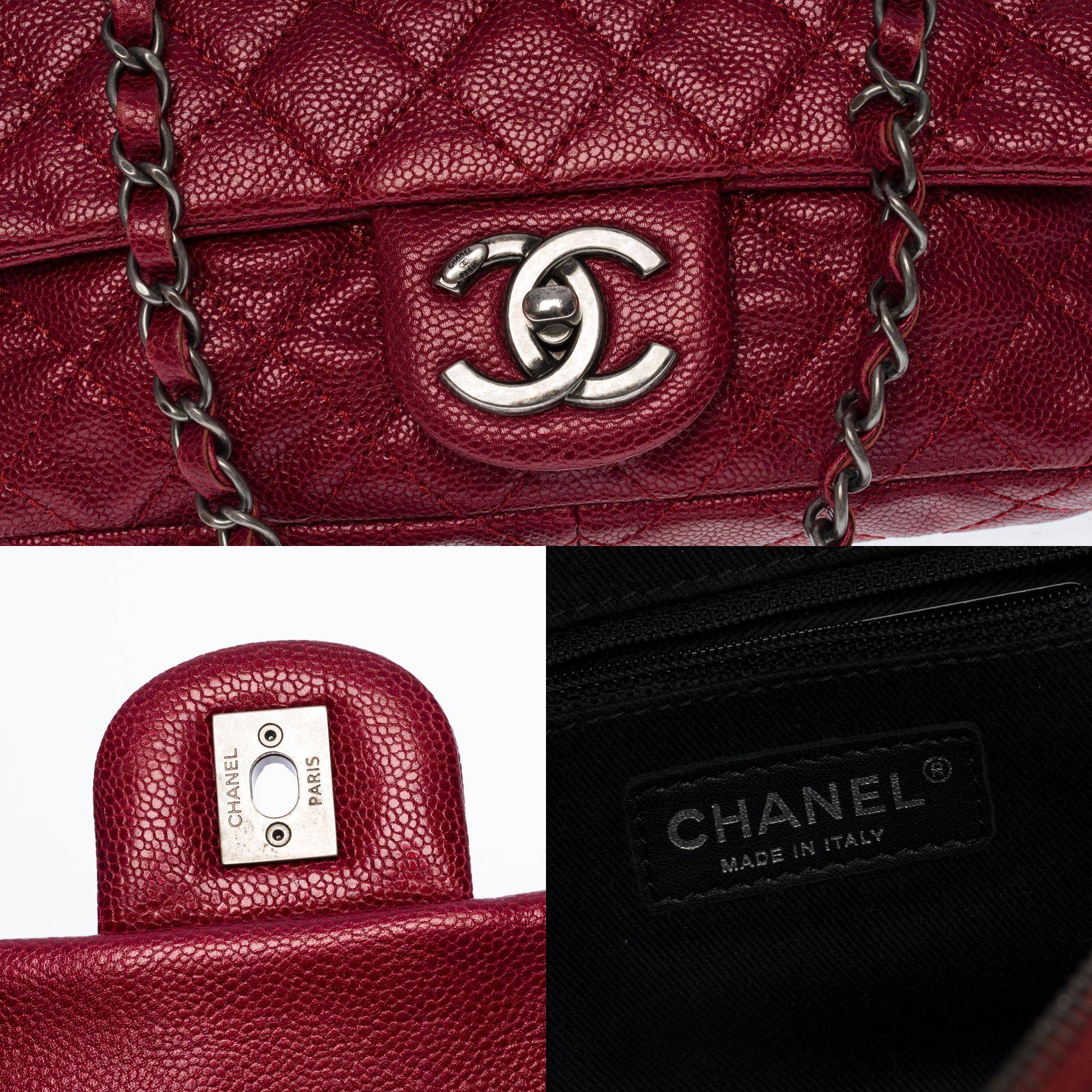 NEW Chanel Classic Chanel double flap shoulder bag in red caviar quilted leather, SHW