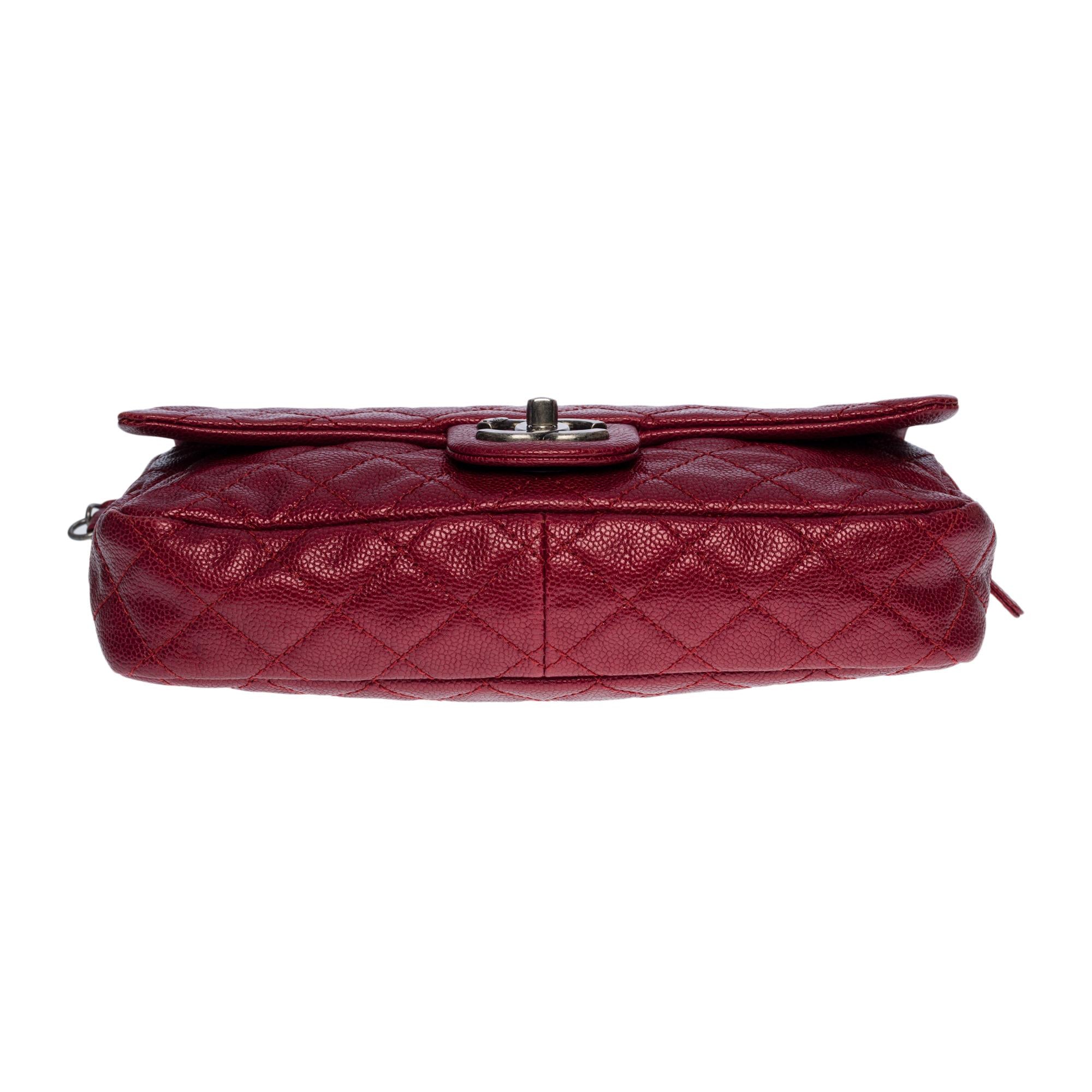 NEW Chanel Classic Chanel double flap shoulder bag in red caviar quilted leather, SHW