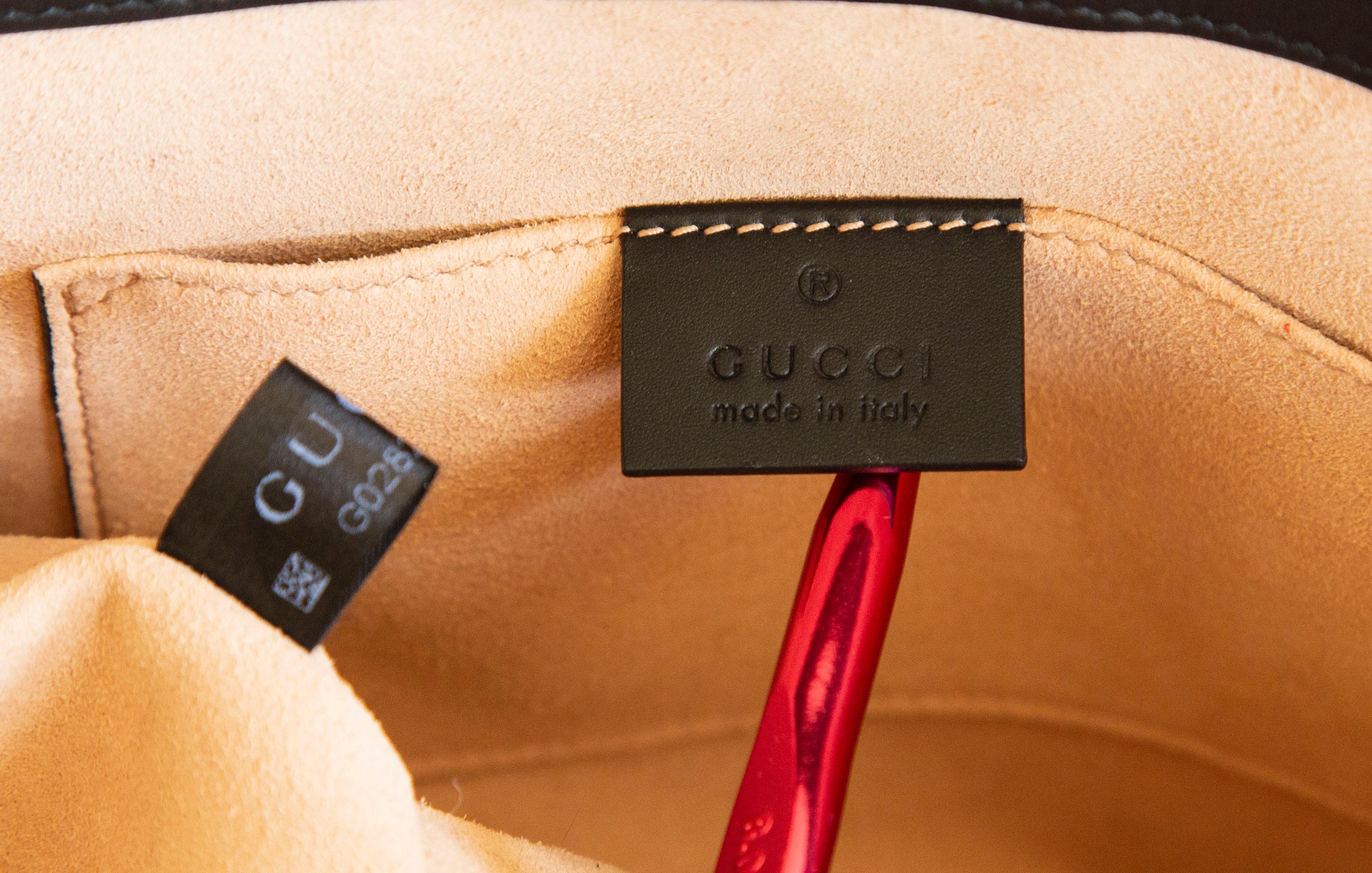 NEW Gucci Ophidia two-sided tote bag in red suede and black glossy leather trim