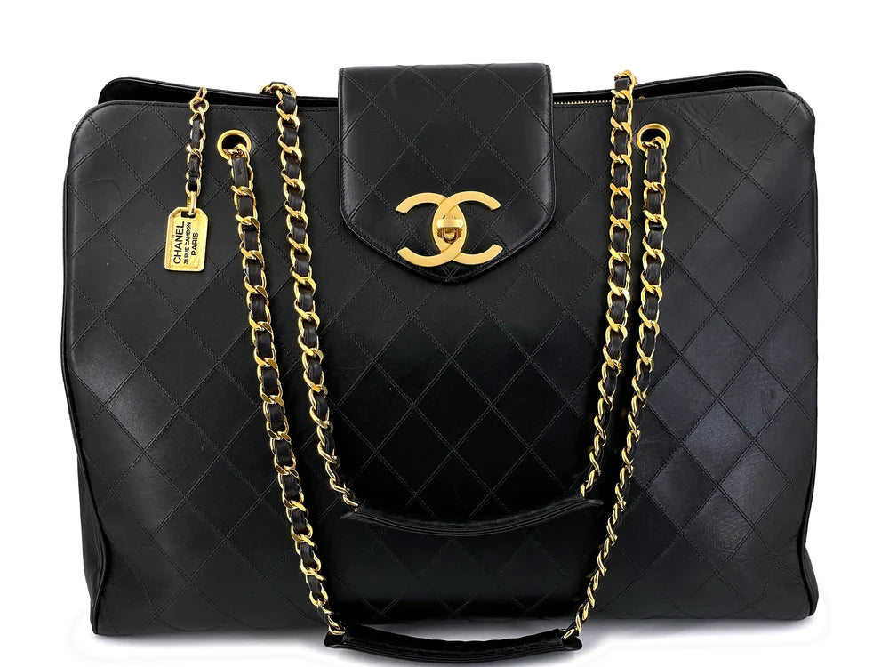 NEW Chanel Vintage Black Supermodel XL Weekender