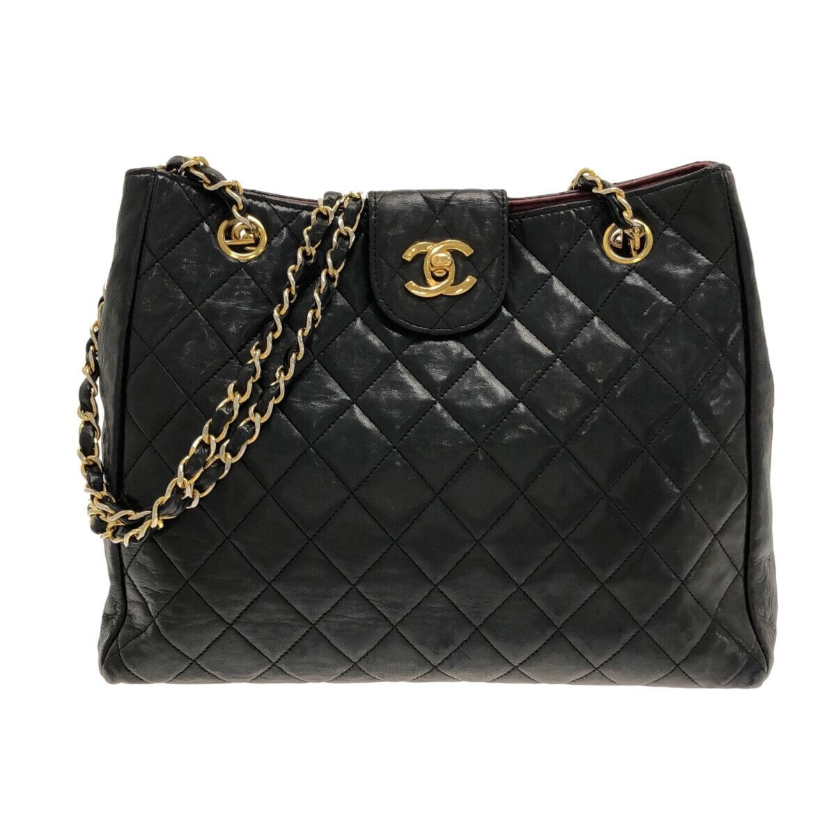 NEW CHANEL Bag Matelasse - Black Lambskin Tote Bag Gold