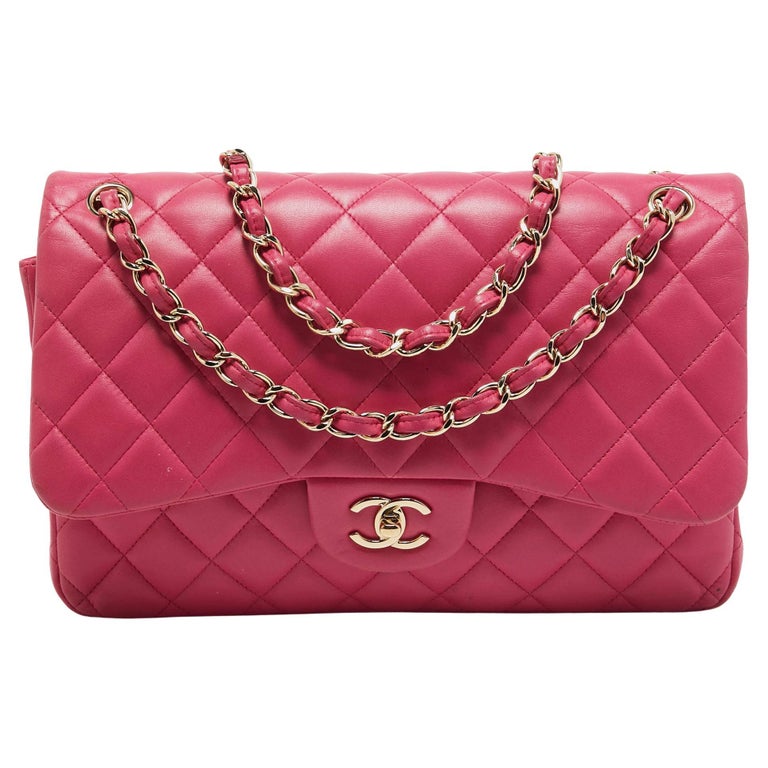 NEW Chanel Pink Quilted Leather Jumbo Classic Double Flap Bag