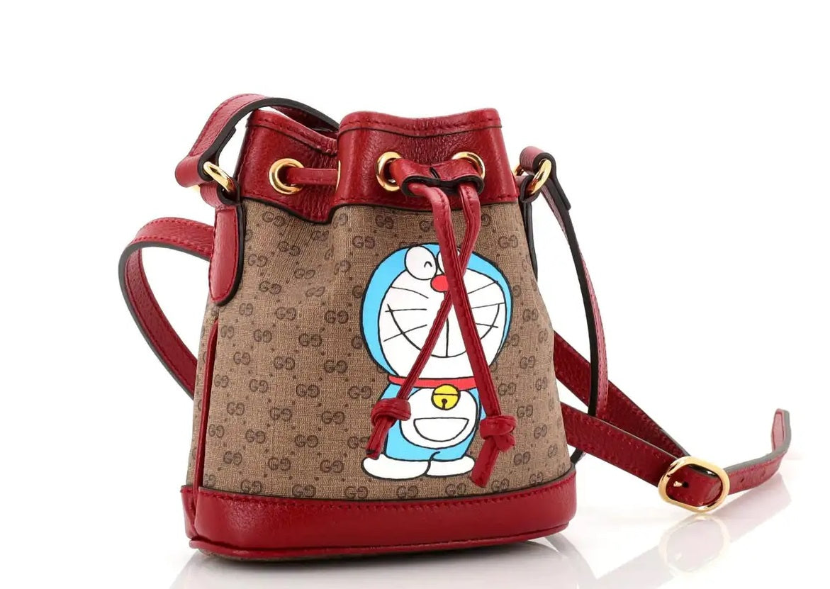 NEW Gucci Doraemon Bucket Bag Printed Mini GG Mini in coated canvas