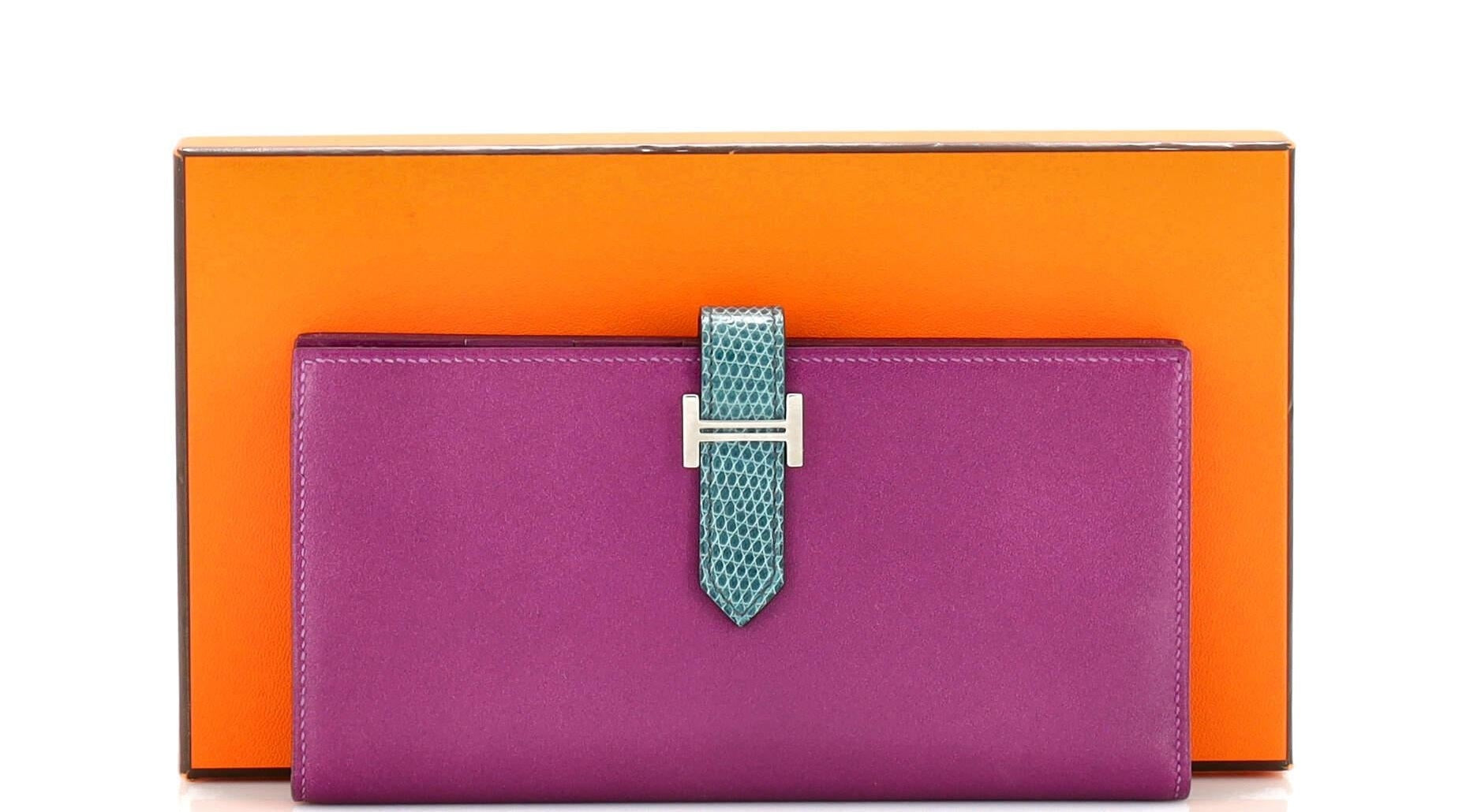 NEW Hermes Bearn Wallet Tadelakt with Lizard Long