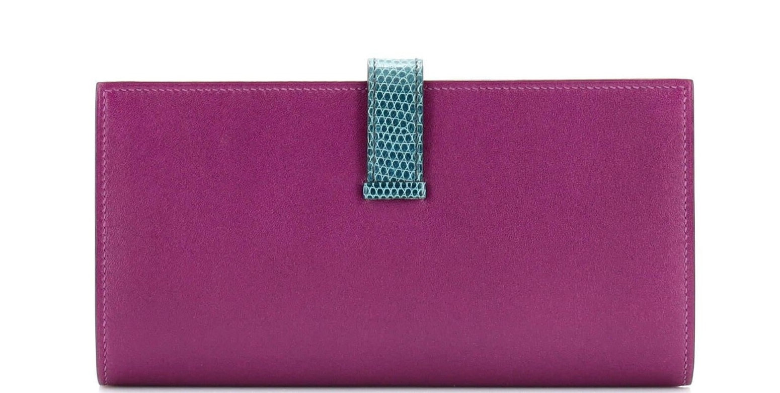 NEW Hermes Bearn Wallet Tadelakt with Lizard Long