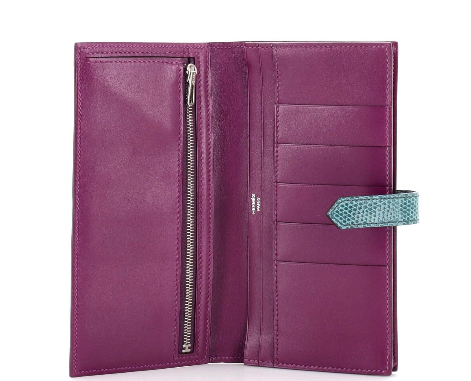 NEW Hermes Bearn Wallet Tadelakt with Lizard Long
