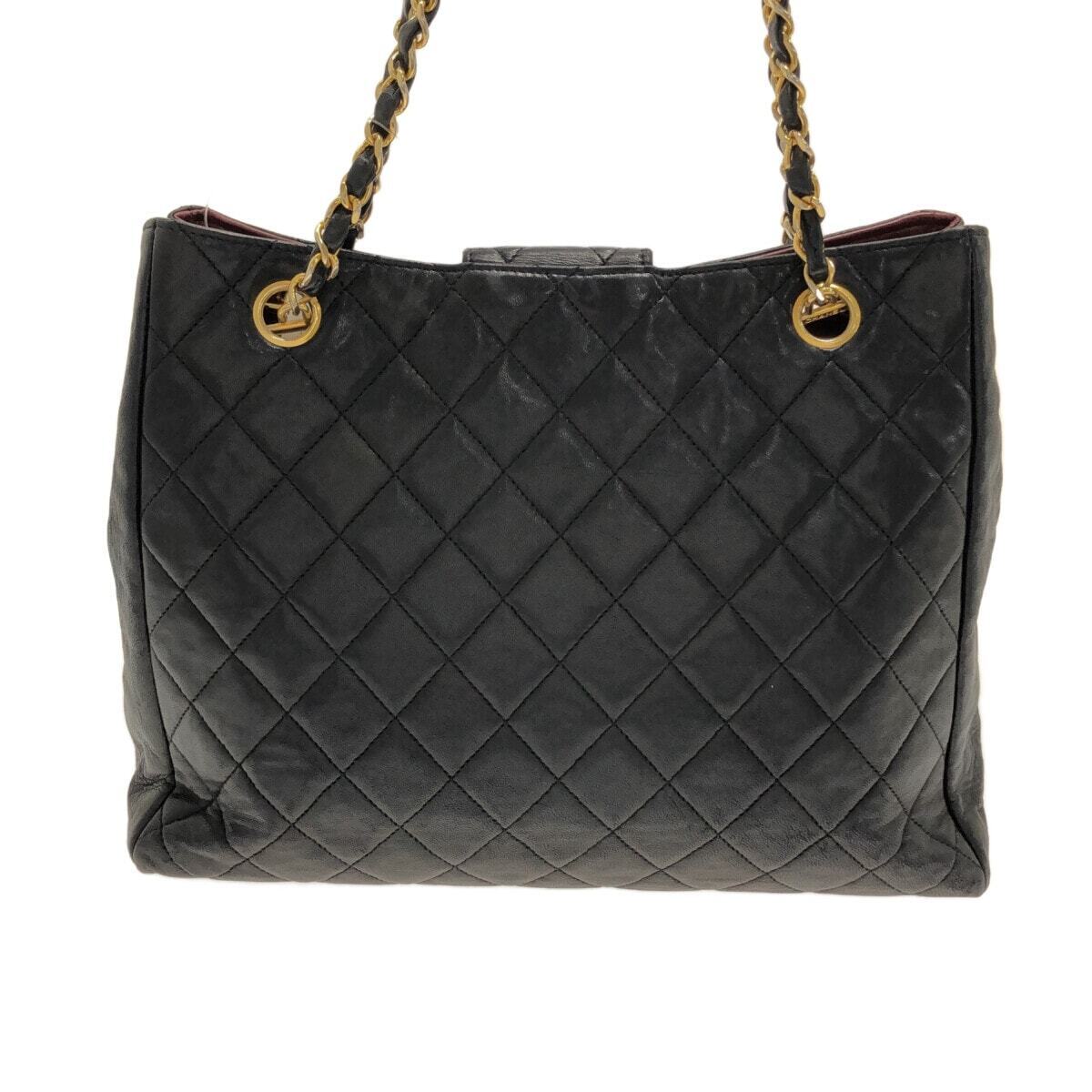 NEW CHANEL Bag Matelasse - Black Lambskin Tote Bag Gold